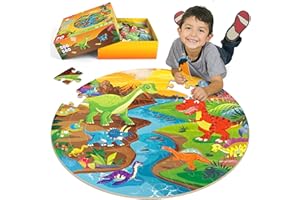 SYNARRY Puzzle de Sol Dinosaure Enfant pour 3 4 5 6 7 8 Ans, Grand Puzzle 70 Pièces Puzzles, Jouet Educatif Préscolaire, Jouets Cadeaux pour Enfants de 3 à 8 Ans Garçons Filles