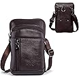 Hengwin Leather Crossbody Shoulder Bags Men Belt Clip Phone Holsters Case Belt Loop Pouch Waist Bag Pack