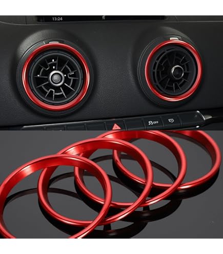 4 Pezzi Anelli Decorativi Argento Per Prese D'Aria Auto – Compatibili Con Ford Focus 2 2005-2013, Stile ABS Cromato Per Cruscotto