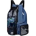WANDF Swim Bag Mesh Drawstring Backpack with Wet Pocket Beach Backpack for Swimming, Gym, and Workout Gear
