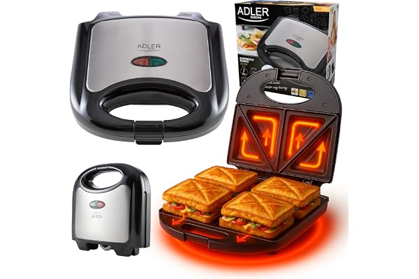 Adler HKK00214 AD 3015 Croque Monsieur, 750 W, Noir/Gris