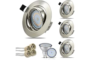 HiBay Set di 4 Faretti LED da Incasso per Cartongesso 220V Spot 5W Luce Bianca Calda GU10 Faretti da Incasso Rotondi Orientabili Dimensioni Foro 68 mm per Cucina Soggiorno