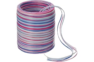 C.E. PATTBERG PRÄSENT Cinta regalo de rafia multicolor rosa-azul-blanco, 50 m cinta decorativa para envolver regalos, para decoración y manualidades versátiles y creativas