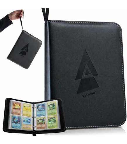 Album per carte da collezione, 4 tasche, 50 pagine, capacità 400 carte, raccoglitore per carte con chiusura lampo, di alta qualità, impermeabile, in pelle PU