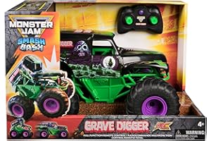 Monster Jam - Smash 'n Bash Grave Digger, Ferngesteuerter Monstertruck, der Sich beim Crash verformt und auf Knopfdruck Wieder repariert, 2,4 GHz-Steuerung, ab 4 Jahren