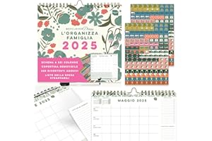 Boxclever Press l’Organizza Famiglia Calendario 2025 da muro. Planner settimanale con 6 colonne. Calendario 2025 da Gen’ 25 - Dic’ 25. Calendario Famiglia 2025 con liste e adesivi.