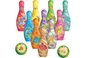STAY GENT Dinosaur Bowling Set Kids with 10 Pins & 2 Soft Balls, Bowling Skittles Game for Kids Indoor Outdoor Toys Gifts for 2 3 4 5 6 Years Old Boys Girls Children Toddlers Birthdays Christmas