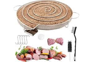 PRZRAO Kaltrauchgenerator,Rund Rauchgenerator mit Bürste,Seil, Haken und Kerzenhalter,Kaltrauchgenerator Räucherschnecke,Smoker Box Gas Grill für alle BBQ Smoker