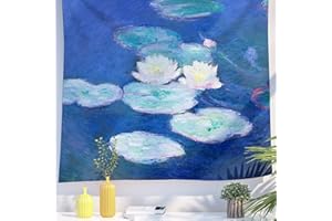 Berkin Arts Arazzo decorativo appendere alla parete, sfondo in tessuto di poliestere premium Impressionismo Blu Natura Adolescenti Popolare 150 x 200 CM(Claude Monet - Ninfee 2)