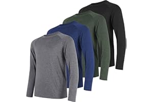 miijoory Long Sleeve T Shirts for Men Breathabal Quick Dry Performance Sports Gym Tops UV Sun Protection Tee Shirts for Workout Running Multipack