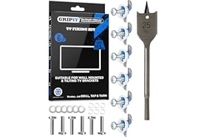 Gripit Blue Heavy-Duty Plasterboard Fixings - TV Mounting Kit - Pack of 6 - Holds Up to 113kg - Reusable Drywall Anchor for TVs, Stud Walls, Kitchen Cupboards & Boilers – UK Designed