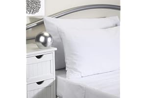 Tiacare Bed Linen - Fire Retardant to BS EN 7175 (White, Pillow Case 2 pack)