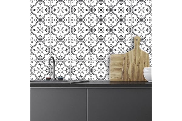 Ambiance Sticker Adhésifs Carrelages Autocollant Nuance de Gris Somptueux Carreaux de Ciment Carrelage Sticker Mural Salle de Bain et Cuisine | 24 Pièces de 20 x 20 cm