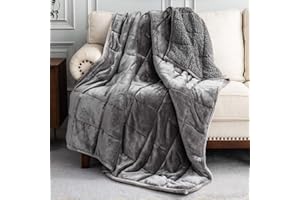 BUZIO Weighted Blanket King Size, Weighted Blanket Adult, Sherpa Weighted Blanket with Soft Plush Fleece Warm Sherpa Thick Blanket, Great for Sleep and Calming, 150 x 200cm, Grey