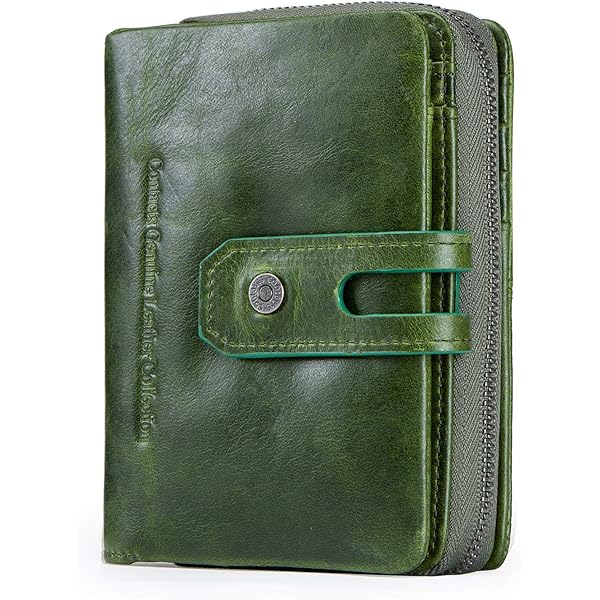 Portamonete Donna In Vera Pelle - Mini Borsellino Con Doppia Cerniera, Compatto Ed Elegante Verde - Foto 11