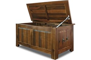 CASARIA® Large Wooden Chest Storage Box | 103L Capacity | Bench Sideboard Basket with 160kg Load Capacity | Ottoman Chest, Acacia, Colonial-Style | Shoe Storage Home Furniture | Brown