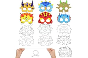 Hifot Maski ze zwierzętami, maska dinozaura, do pomalowania, na imprezę dla dzieci, do zabawy, zestaw do majsterkowania, na urodziny