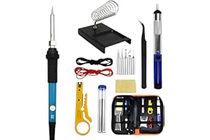 YYAOEMI Soldering Iron Kit，60w with Switch Adjustable Temperature 200 ℃ - 450 ℃, 13 in 1 Electric Soldering Iron Kit Welding Tool, 5 Soldering Tips, Desoldering Pump, Soldering Wires, Wire Strippers, Fixture