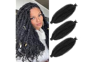 XIIMENALU Marley Hair 18-calowe 3 pakiety wstępnie oddzielone sprężynowe Afro Twist Hair dla Faux Locs Crochet Hair Syntetyczne ochronne Spring Twist Extensions włosów. (18inch（3/pack）, 1b)