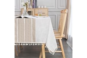 SUNBEAUTY Tovaglia Tavolo Quadrato 140x140 Cotone Lino Tovaglie Quadrate Antimacchia Copritavolo Tablecloth Decorazione Tavola da Pranzo Cucina