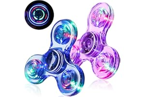 SCIONE 2 pcs Fidget Spinner LED Cristal Hand Spinner Lumineux Jouet Sensoriel Fidget Toys Anti Stress ADHD pour Enfants Adultes Halloween Noël Bleu et Violet