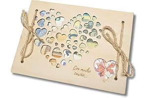 EQUIK PRODUCTS Tarjeta felicitación de madera | Regalo dinero boda | Regalo novios | Regalo pareja | Sobre para regalo dinero boda (Corazón Junta)