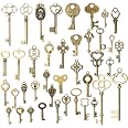 Set 12 Ciondoli Chiavi Scheletro Vintage In Bronzo Antico - Stili Diversi Per Gioielli E Decorazioni Steampunk