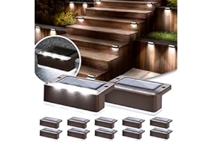 ‎SOLPEX Solpex Solarlampen für außen, 12 Stück, weiß Treppenlicht, wasserdicht Solarleuchten, LED-Beleuchtung für Außentreppe, Stufen, Zaun, Garten, Hof, Terrasse, Dachrinne, Weg, Dekoration (Braun)