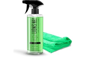 LIONSWAY Limpiador Coche TODO En UNO Multiusos Profesional. Limpia Interior, Exterior, Salpicadero, Plásticos, Gomas, Llantas. Nueva Formula FOAM. El Más Efectivo APC Del Mercado, Perfumado + Bayeta PREMIUM