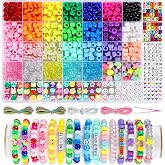 Funtopia Kit 1042 uds Cuentas Pony 26 Colores para Pulseras, Abalorios Letras y Dijes Arcilla Polim&eacute;rica, Set Bisuter&iacute;a DIY c