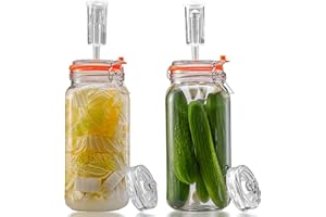 SwiftSlot 2L Fermentation Jars with Weights & Air Lock, Fermenting Kit for Sauerkraut, Kimchi, Kombucha and Pickles, 2 Pack