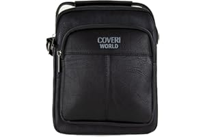 COVERI COLLECTION COVERI Borsa Borsello Ecopelle Tracolla Uomo Lavoro Ufficio Tempo Libero Portacellulare Tasche Zip ART.6226 Dimensioni 24 X 20 X 6 Colore NERO