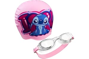 Disney Occhialini da Nuoto per Bambini - Set Occhialini da Piscina Anti-Appannamento e Cuffia Nuoto