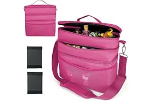 SHUDYEAR 3-lagiger Spielzeug Tasche Transport viel Platz für Figuren Hörfiguren Tonie Folie Ladegerät Kopfhörer Ladegerät Tigercard Bag für Tigerbox Tonie Toniebox Starterset (Rosa, Polyester)