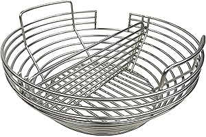 YNNI KAMADO Kick Ash Basket for Chipfeeder grills 21" external diameter Removable Central Divider TQKABC21