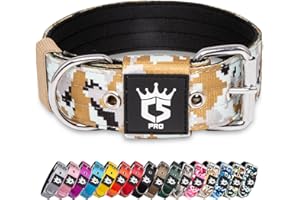 TSPRO Collier Tactique pour Chien avec Boucle en Métal, Collier Réglable pour Chien, Largeur 3,8 cm, Résistant et Confortable pour Les Chiens de Taille Moyenne à Grande (Camo Khaki M)