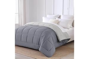 HOMEYA - Edredón de Fibra 300gr/m2 - Edredón Cama 150, Edredón Bicolor Reversible 240x220cm, Relleno Nordico 100% Poliester, Gris/Gris Claro