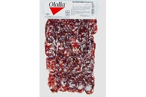 OLALLA Salchichon Iberico Cular Loncheado - Embutidos Ibericos de Bellota Pata Negra - Envasados al Vacio - Aroma Intenso Textura Jugosa con un Punto Perfecto de Pimienta Negra y Otras Especias - 100 gr