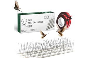 Picpige Pic Anti Pigeon - 6.6 Mètres - Acier Inoxydable - 6M de Double Face Inclus -20 unités - Pique Anti Oiseaux -Anti nuisible pour Balcon,fenêtre,Toit- Antipigeon- Pic Anti Chat (6,6 Mètres)