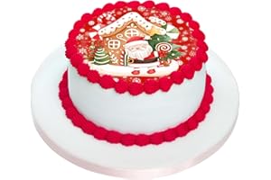 Kardasis Decorazione commestibile di Natale in cialda di zucchero | Cialda per torte e dolci natalizi | Decorazione per torta con motivi festivi | Ø 20 cm rotonda
