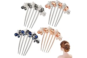 Anseom 4 Pieces Metal Rhinestone Hair Comb Butterflies Hair Side Combs with Rhinestones Bridal Crystals Hair Accessories Comb for Women Girls Wedding Brides