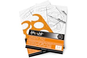 Ashton and Wright - A4 Grey-Grid Graph Pad - 80gsm Paper - 60 Sheets - Pack of 2