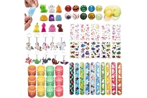 WAORZMK Party Bag Fillers for Kids Unisex with Slinky, Slap Bands, Kids Tattoos, Bouncy Balls, Keychains, Mochi Squishy Toys, Assortment Stocking Fillers Boys Girls Lucky Dip Prizes