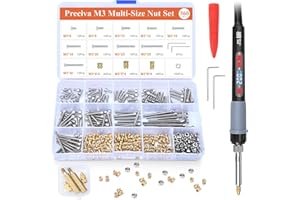 M3 Heat Set Insert Tool Kit, Preciva Soldering Iron Kit(200~500℃), 360 Pieces M3 Threaded Inserts, Soldering Iron for Plastic and 3D Printing,Accessories compatible with 3D printers