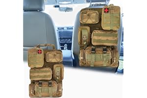 Jimikay Taktische Sitzrücken-Organizer für Fahrzeuge, Molle-Paneel, Aufbewahrungstasche mit 5 abnehmbaren Molle-Taschen für alle Fahrzeuge wie Jeep,SUV,Auto,Ford,Chevy,Toyota usw (Modell A-Khaki)