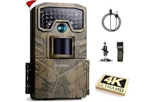 CEYOMUR Cámara de Caza 4K 30fps, 48MP Camara Fototrampeo con Visión Nocturna, Diseño de Temporizadorn, IP66 Prueba de Agua para Monitoreo de Vida Silvestre y Vigilancia del Hogar