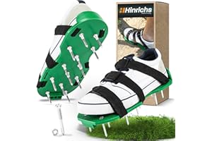 Hinrichs Buty do Napowietrzania Trawnika - Buty aeracyjne - Buty do Napowietrzania Trawnika z Elastycznym Regulowanym Paskiem - Buty z kolcami do Ręcznego Napowietrzania Gleby - Aeratory trawnika
