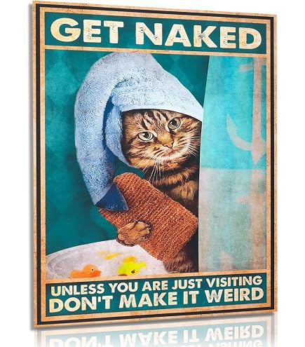 NymphFable Affiche Murale Chat Noir Salle De Bain - 'Wash Your Paws' Vintage 30x40 Cm Non Encadré