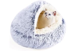 YIHANLZ cat beds for indoor cats Cat Calming Bed Donut Cuddler Nest Warm Soft Plush Cat Cushion with Cozy Sponge Non-Slip Bottom for Small Medium Pets Snooze Sleeping Indoor (50CM grey)