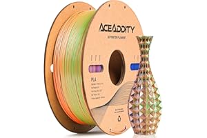 Aceaddity Filamento PLA Sedoso Mágico para Impresora 3D, Tri-Extrusión Multicolor 1.75mm Filamento PLA para Impresión 3D, PLA Coextruido Brillante Sedoso, 1kg/2.2lbs (Azul-Verde-Naranja)